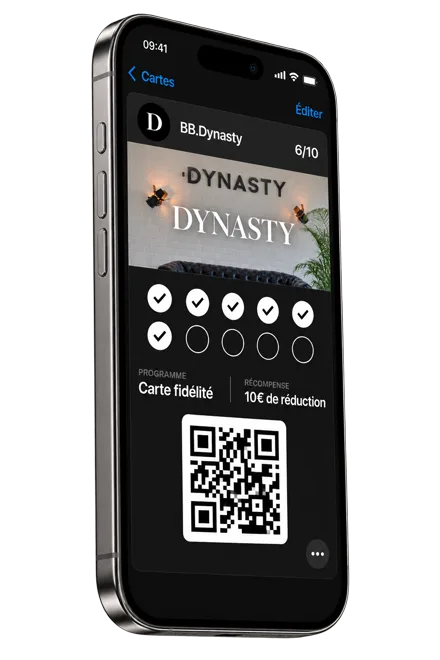 Carte de fidélité FidélitéPro+ affichée dans Apple Wallet sur iPhone